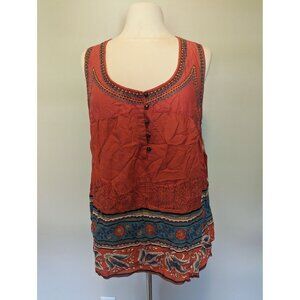 New Overdrive 1X Bohemian Top Orange Peasant